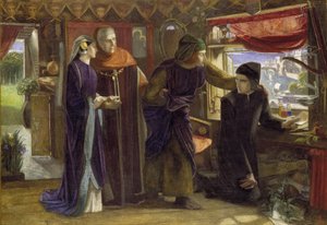 ベアトリスの死の最初の記念日、1853-54年 作： Dante Gabriel Charles Rossetti